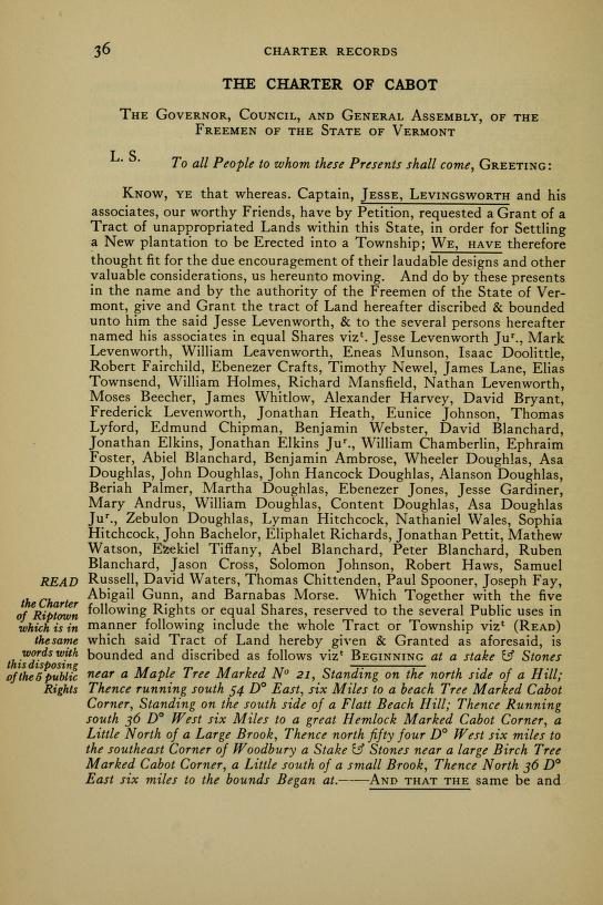 Cabot's 1781 charter