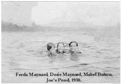 Freda Maynard, Doris Maynard, Mabel Bolton, Joe's Pond, 1930.