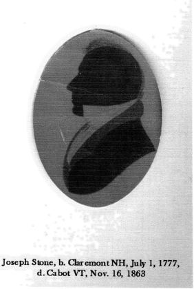 Joseph Stone, b. Claremont NH, July 1, 1777, d. Cabot VT, Nov. 16, 1863.