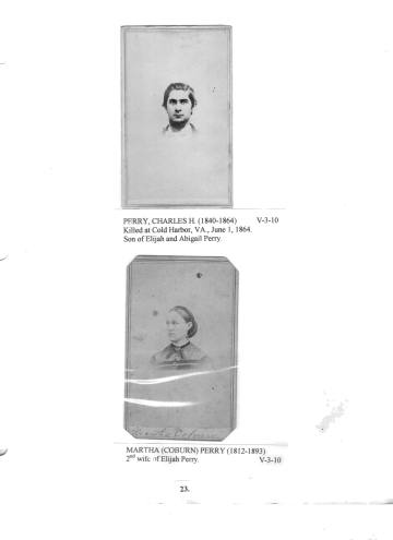 Citizens of Cabot, Book 1, Page 23: Perry, Charles (1840-1864); Perry, Martha (Coburn) (1812-1893)