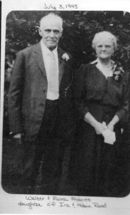 Walter & Flora Abbott, July 3, 1945. (Flora was the) daughter of Ira & Abbie Read.
