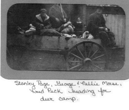Stanley Page, George & Nellie Morse, Fred Peck heading for deer camp.
