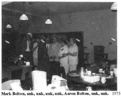 Mark Bolton, unk., unk., unk., unk., Aaron Bolton, unk., unk. Alumni group, 1975.