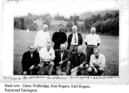 Back row: Harry Walbridge, Ken Rogers, Earl Rogers, Raymond Farrington. Front: Jack Rogers, Glendon Orne, Gerald Perry, Paul Lyford, David Middleton. (Baseball…