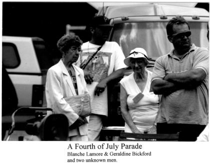 A Fourth of July Parade. Blanche Lamore & Geraldine Bickford and two unknown men.