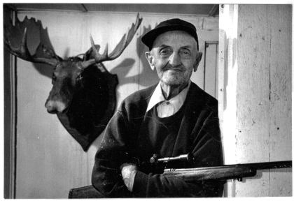 Paul Cornell, famous woodchuck hunter in Cabot, 1989.