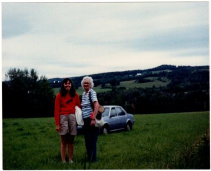 Jennie (Smith) Donaldson and granddaughter, Cynthia, visiting the historic Center of Town pound and cemetery.