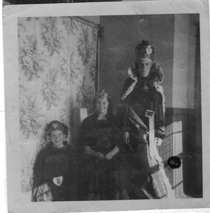 "The Royal Family," an operetta performed at the East Cabot School, probably about 1946. Left to right: Jack of Hearts, David Brown; Queen, Joyce Sargent; His…