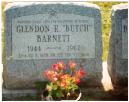 Gravestone of Glendon R. "Butch" Barnett, 1944–1967, Vietnam veteran.