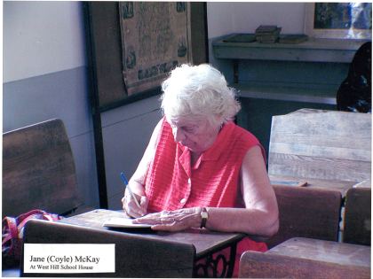 Jane (Coyle) McKay at West Hill School House.