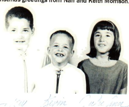Christmas greetings from Nan and Keith Morrison: Jay, Kevin, Julie Ann (Morrison children).