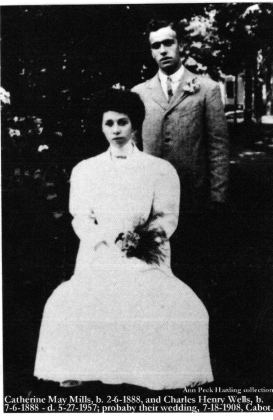 Catherine May Mills, b. 2-6-1888, and Charles Henry Wells, b. 7-6-1888 – d. 5-27-1957; probably their wedding, 7-18-1908, Cabot. (Ann Peck Harding collection.)