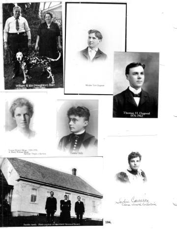 Citizens of Cabot, Book 2, Page 104: Barr, William and Ida; Beardsley family and home; Cameron, Sadie; Eddy, Laura; Mears, Louise (Norris); Osgood, Tom (2)