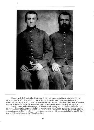 Citizens of Cabot, Book 2, Page 16: Marsh, Henry and his father, James — both served in Civil War