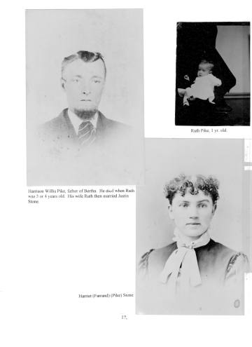 Citizens of Cabot, Book 2, Page 17: Pike, Harrison Willis; baby Ruth Pike; Harriet (Farrand) Pike, later Stone