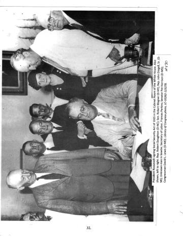 Citizens of Cabot, Book 2, Page 32: Pres. Franklin D. Roosevelt signing Social Security Act of 1935