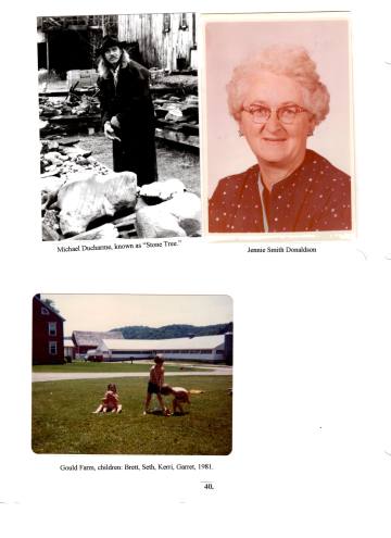 Citizens of Cabot, Book 2, Page 40: Donaldson, Jennie; Ducharme, Michael "Stone Tree"; Gould children (Brett, Seth, Kerri and Garret) at farm