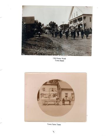 Citizens of Cabot, Book 2, Page 7: Band, Town, early Old Home Week parade; Town Farm team