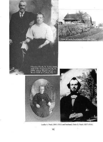 Citizens of Cabot, Book 2, Page 95: Peck homestead; Peck, Horace and wife, Augusta; Peck, Orrin D. and wife Luella A
