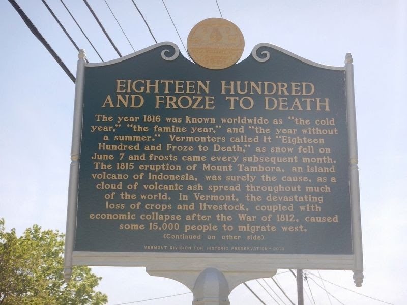 An early Cabot gravestone reading 'Froze to death'
