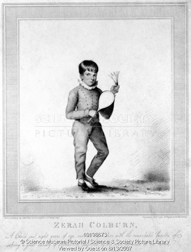 Engraving of Zerah Colburn, the calculating child